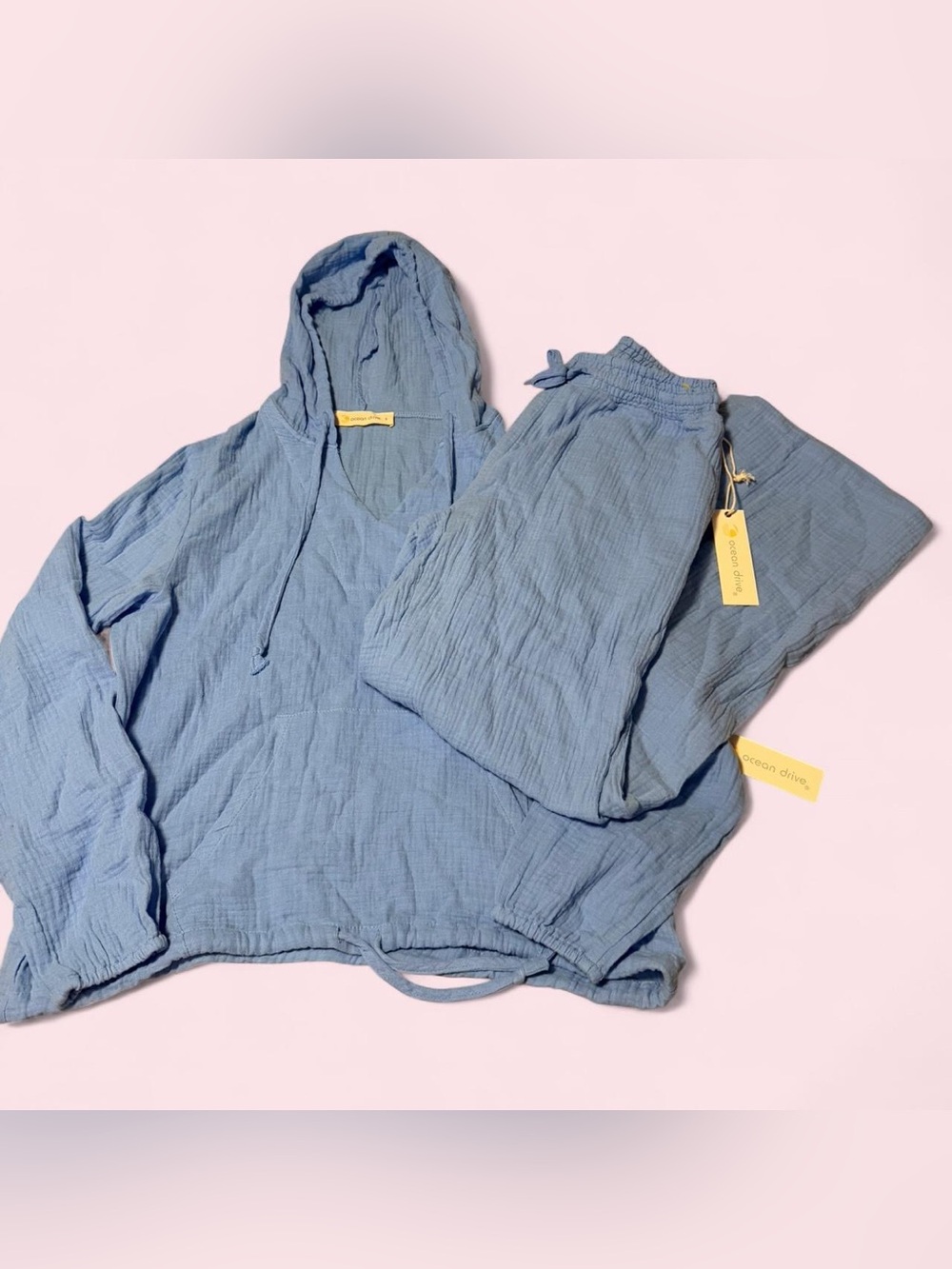 Ocean Drive Sky Blue Gauze Lounge Wear Set